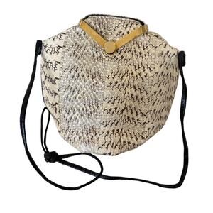 Vintage Genuine Snakeskin Crossbody Clutch Python Leather Gold Frame Bag